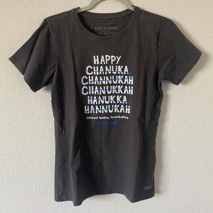 Life Is Good Womens Crusher Tee Hanukkah Size XS Gray Casual Jewish Shirt Top